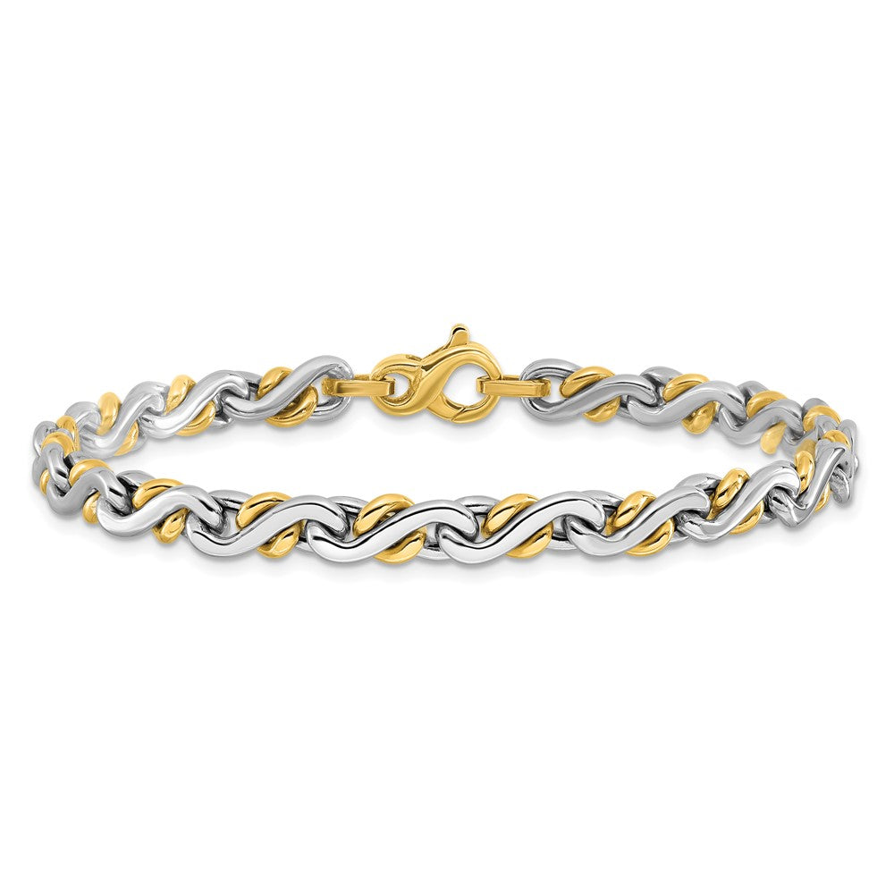 14K Two Tone Polished Fancy Link Bracelet