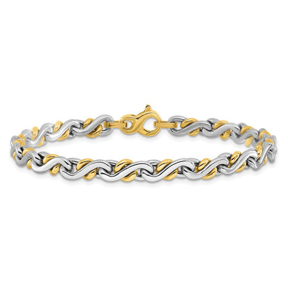 14K Two Tone Polished Fancy Link Bracelet
