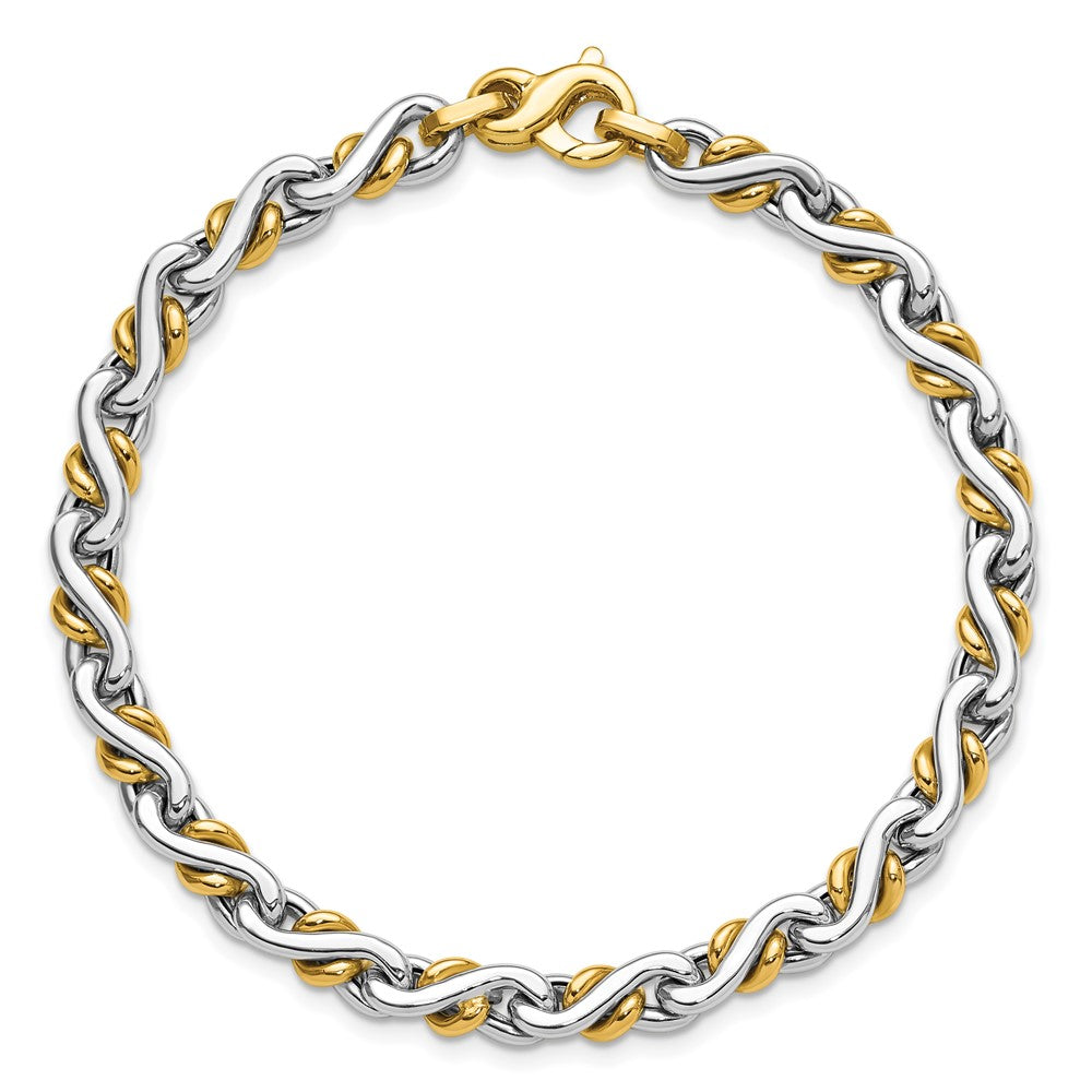 14K Two Tone Polished Fancy Link Bracelet