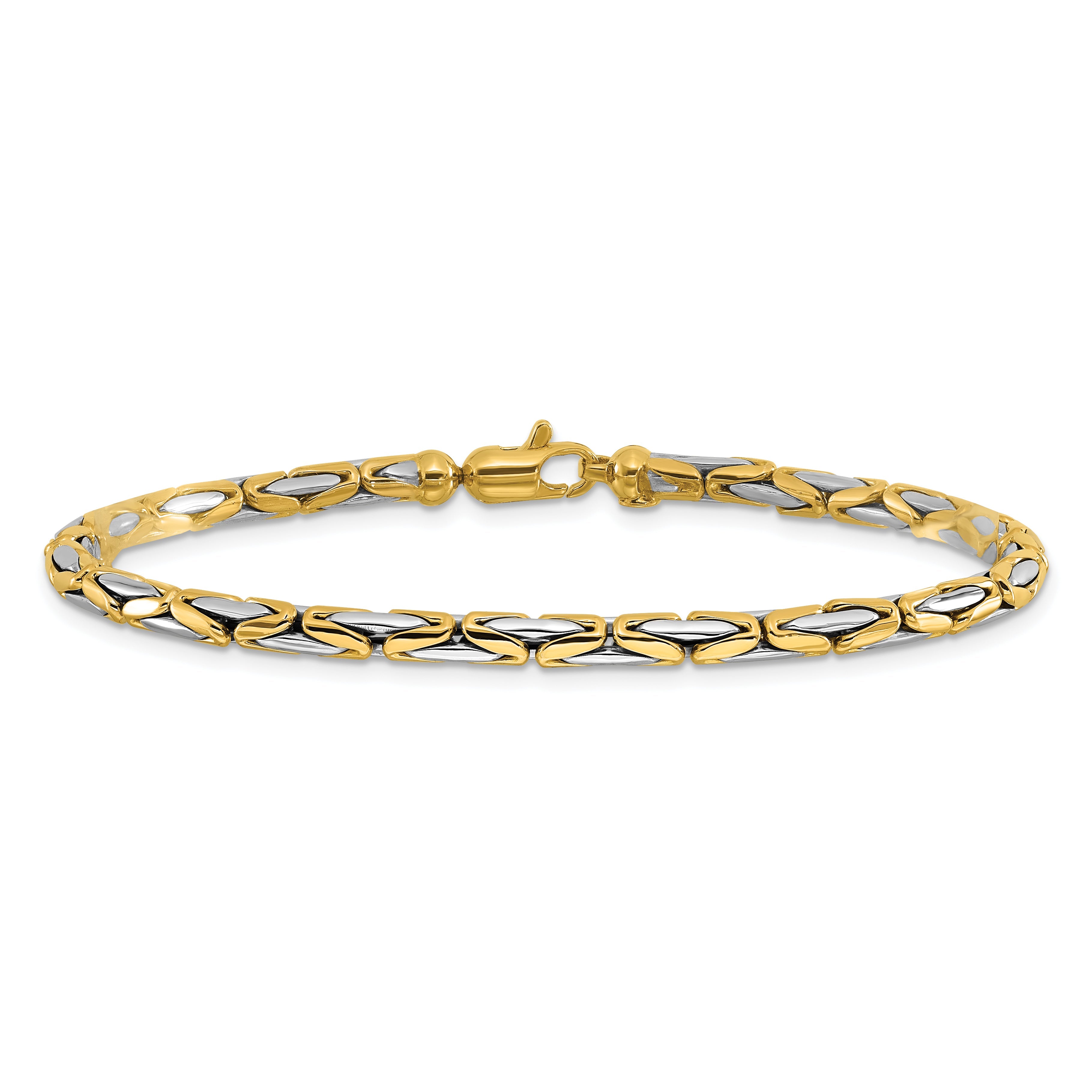14K Two Tone Polished Fancy Link Bracelet
