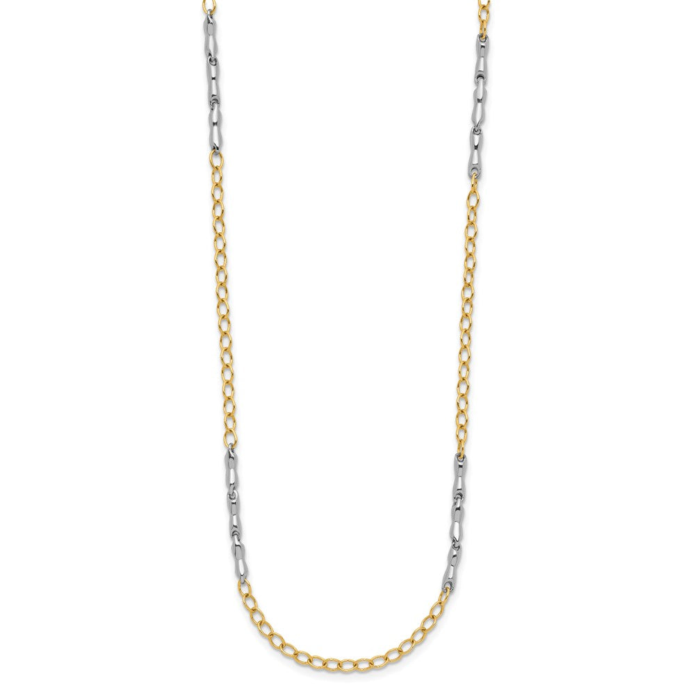 14K Two Tone Polished Fancy Link Necklace