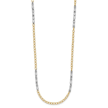 14K Two Tone Polished Fancy Link Necklace
