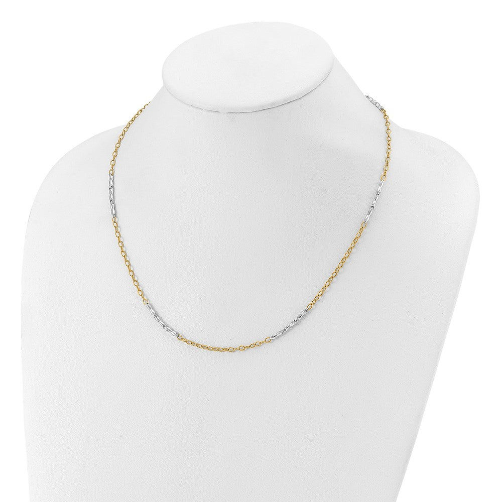 14K Two Tone Polished Fancy Link Necklace