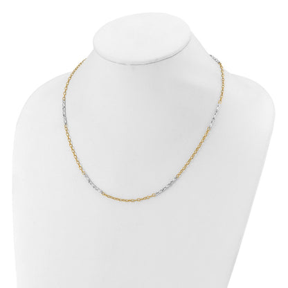 14K Two Tone Polished Fancy Link Necklace