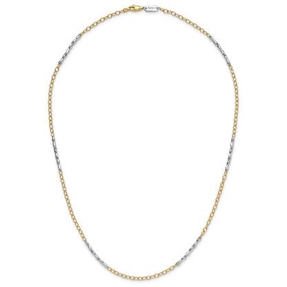 14K Two Tone Polished Fancy Link Necklace