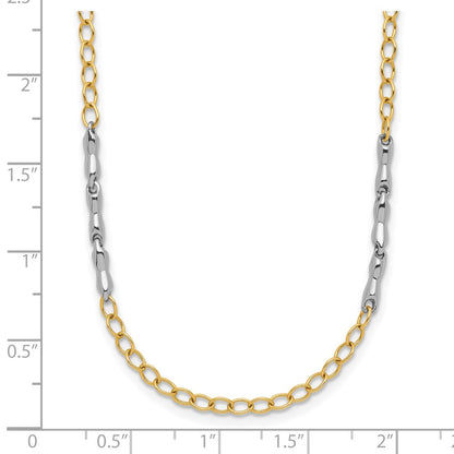 14K Two Tone Polished Fancy Link Necklace