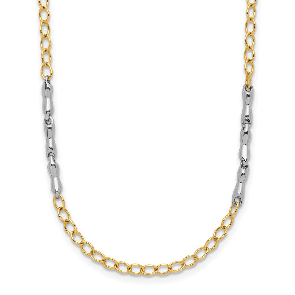 14K Two Tone Polished Fancy Link Necklace