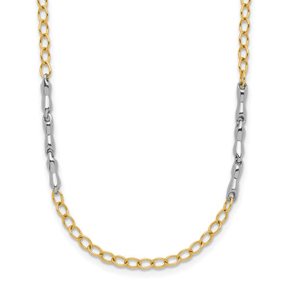14K Two Tone Polished Fancy Link Necklace