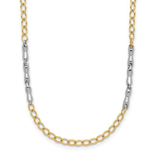 14K Two Tone Polished Fancy Link Necklace