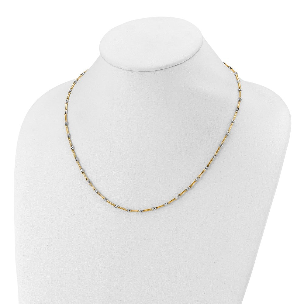 14K Two Tone Polished Fancy Link Necklace