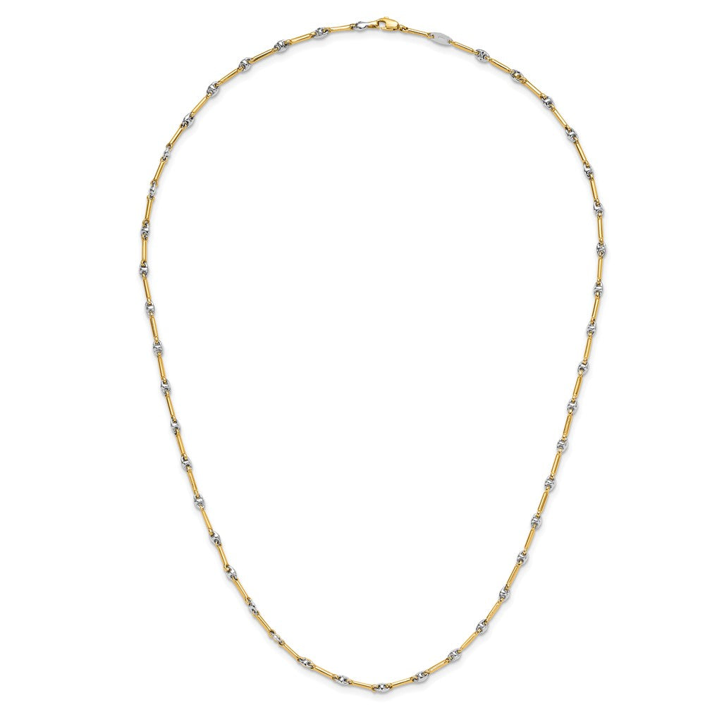 14K Two Tone Polished Fancy Link Necklace