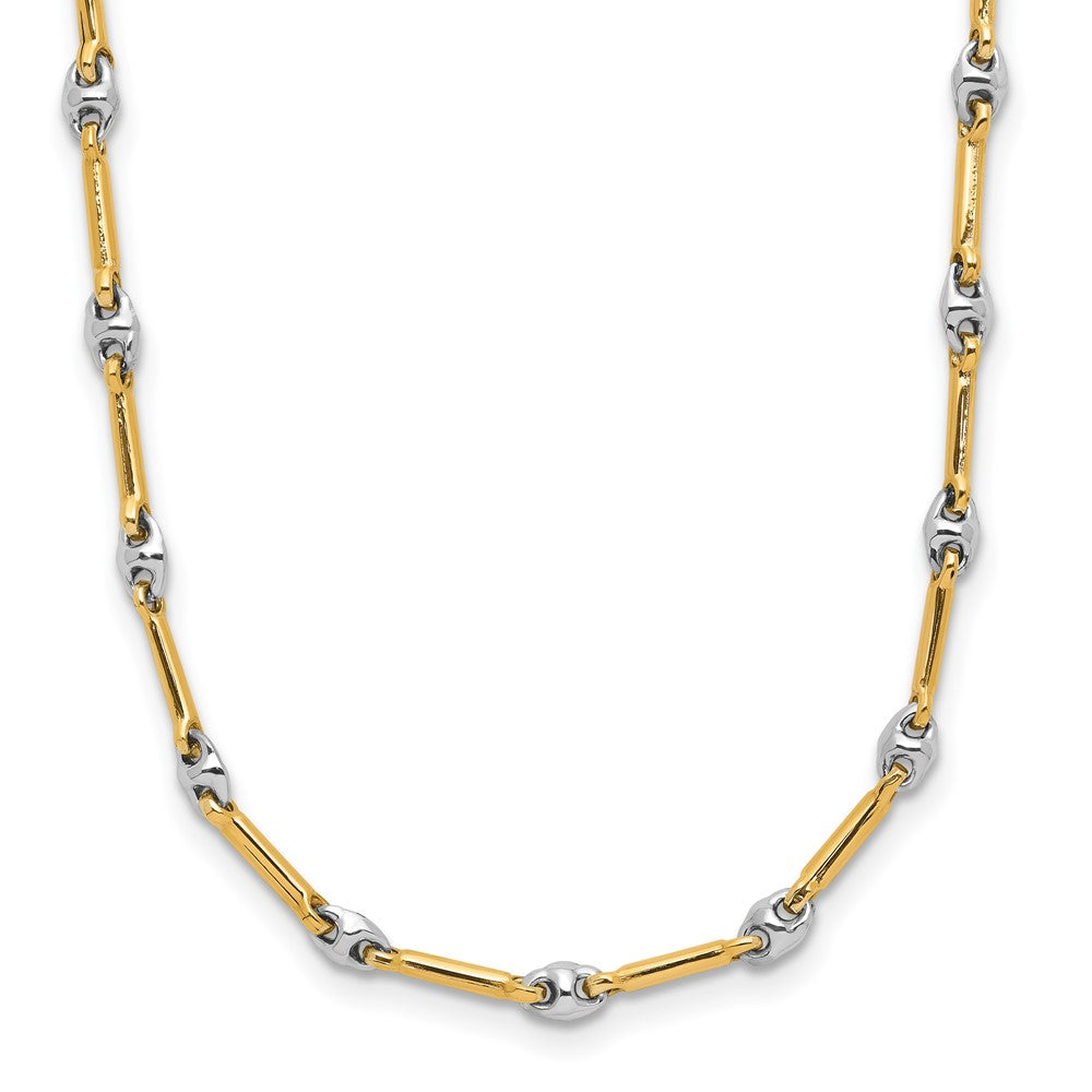 14K Two Tone Polished Fancy Link Necklace