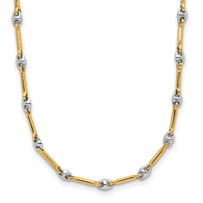 14K Two Tone Polished Fancy Link Necklace