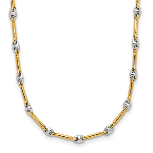14K Two Tone Polished Fancy Link Necklace