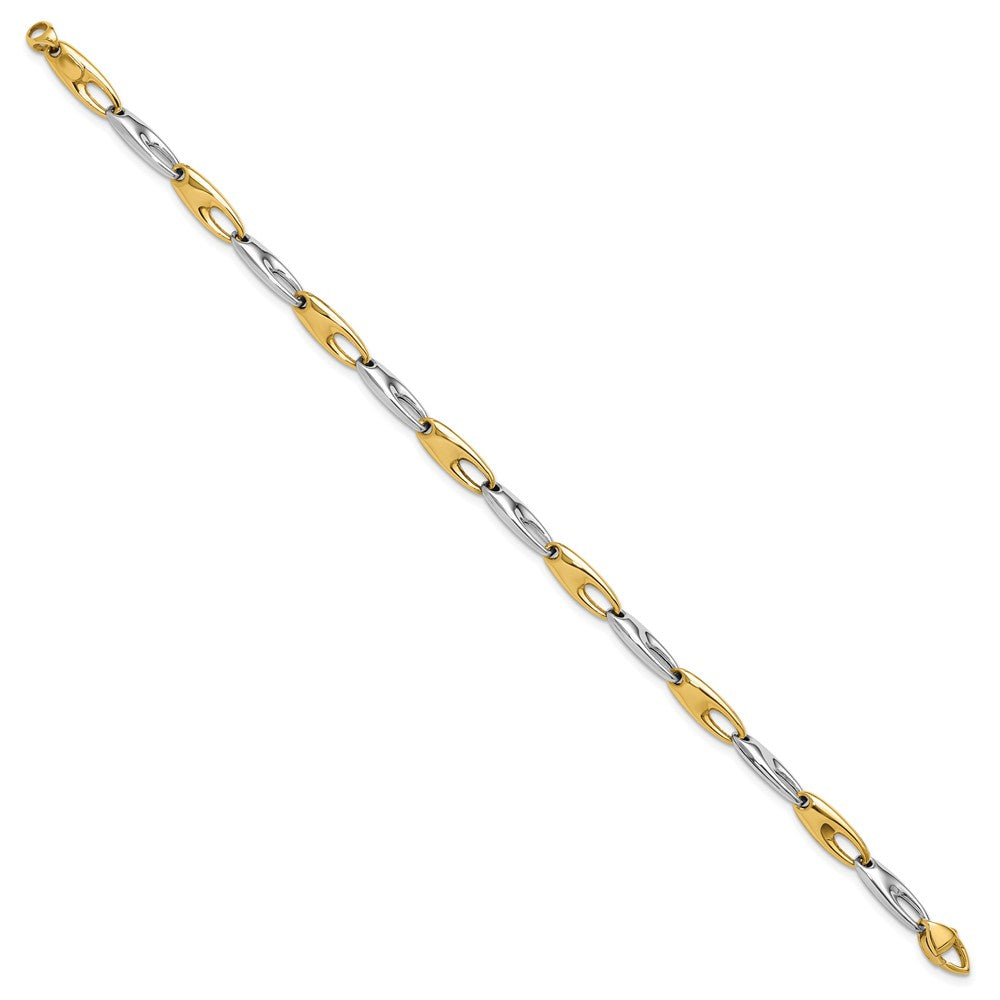 14K Two Tone Polished Fancy Link Bracelet
