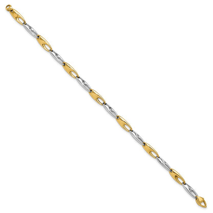 14K Two Tone Polished Fancy Link Bracelet