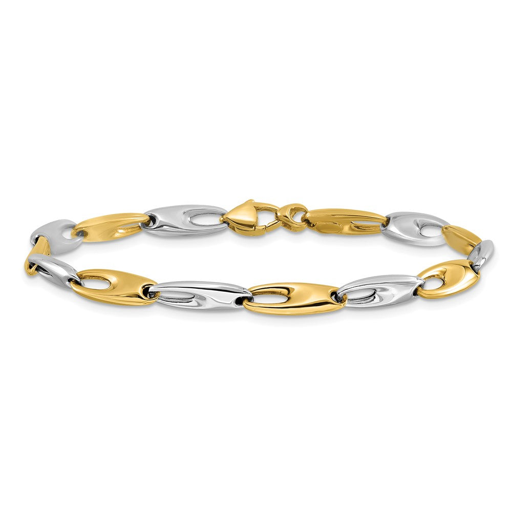 14K Two Tone Polished Fancy Link Bracelet