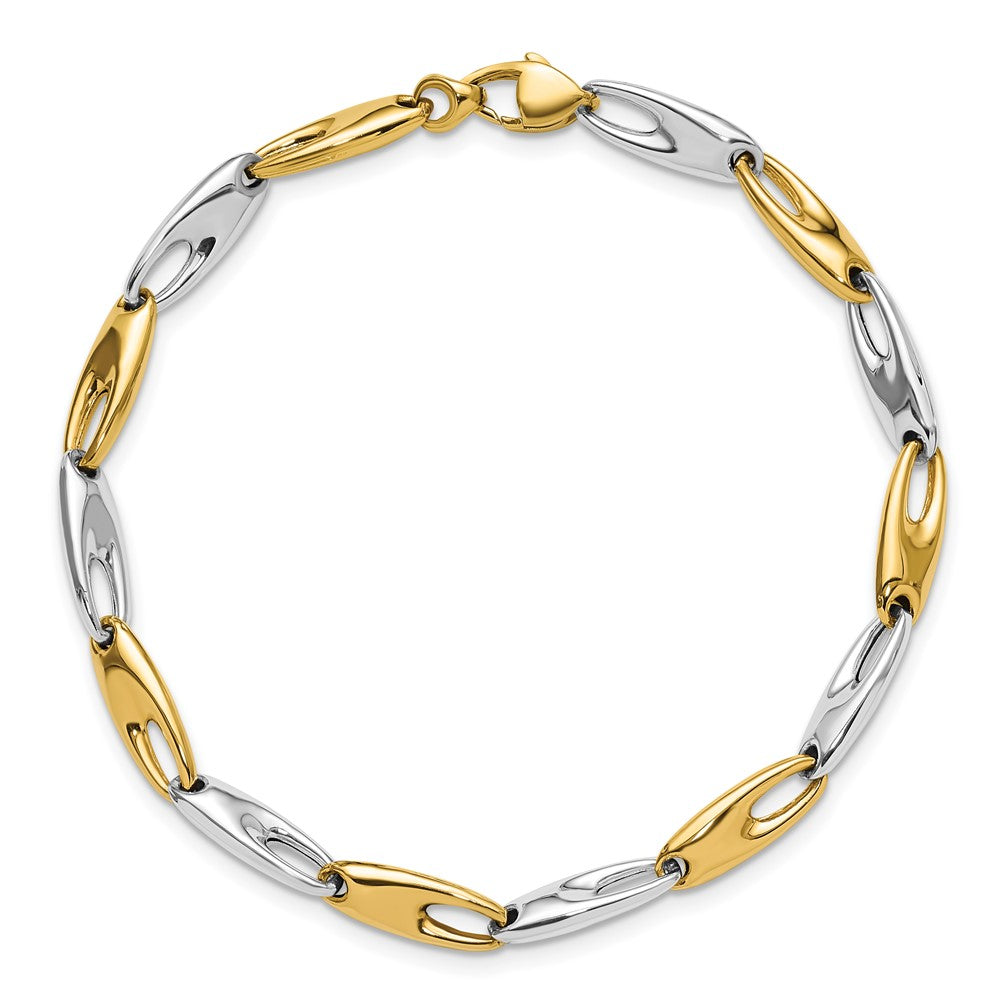 14K Two Tone Polished Fancy Link Bracelet