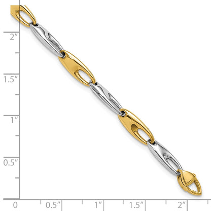 14K Two Tone Polished Fancy Link Bracelet