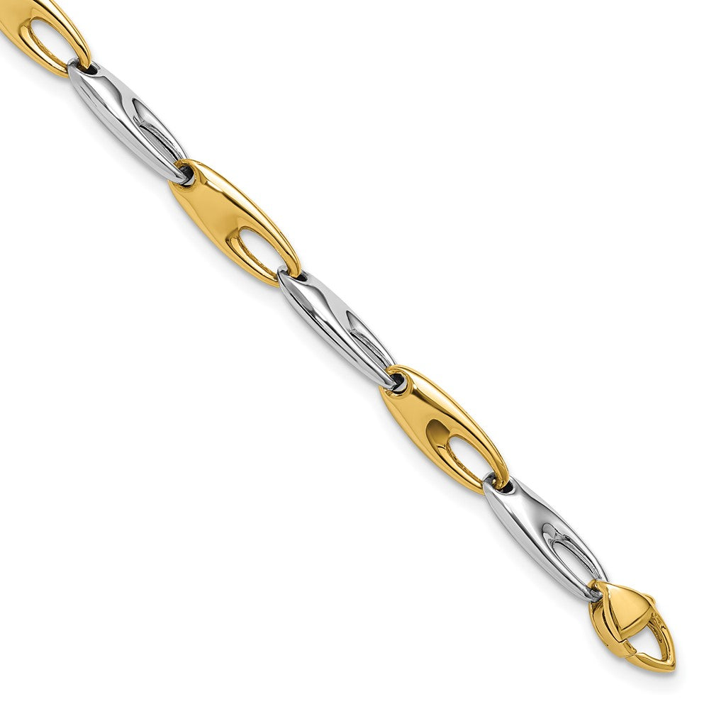14K Two Tone Polished Fancy Link Bracelet