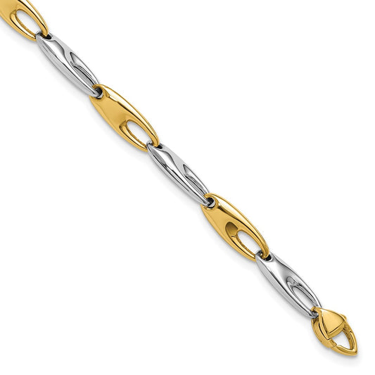 14K Two Tone Polished Fancy Link Bracelet