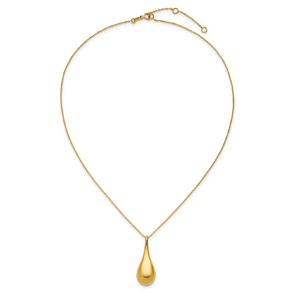14K Yellow Gold Polished Teardrop 16In 2In Ext. Necklace