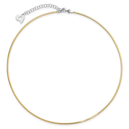 14K Two Tone Polished Reversible With 2In Ext. Necklace