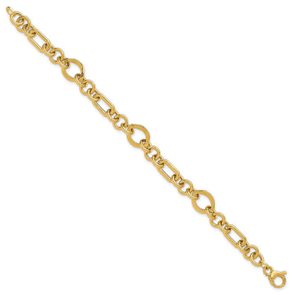 14K Yellow Gold Polished Fancy Link Bracelet