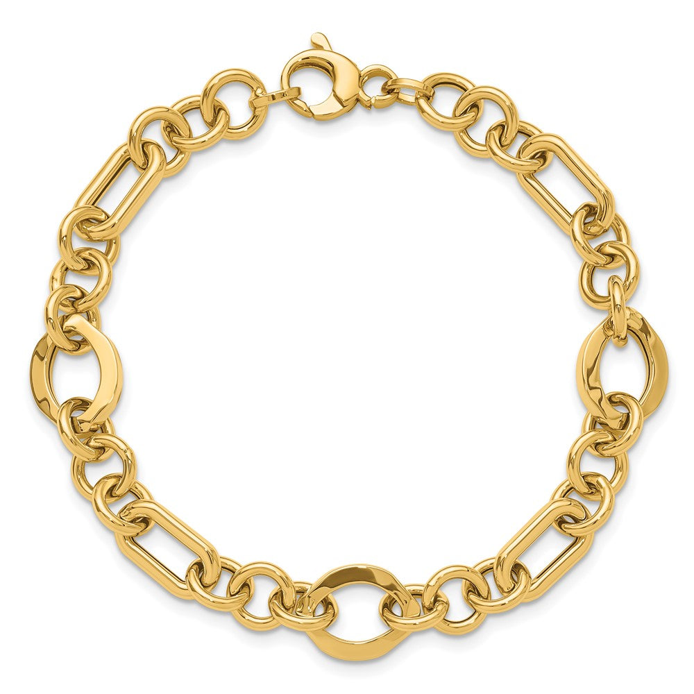 14K Yellow Gold Polished Fancy Link Bracelet