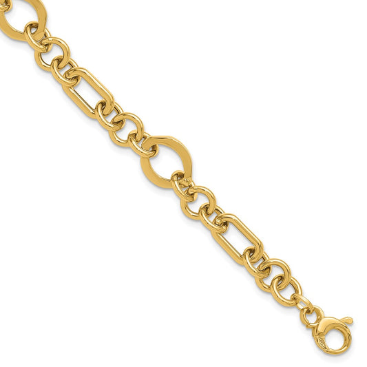 14K Yellow Gold Polished Fancy Link Bracelet