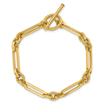 14K Yellow Gold Polished Fancy Link Toggle Bracelet