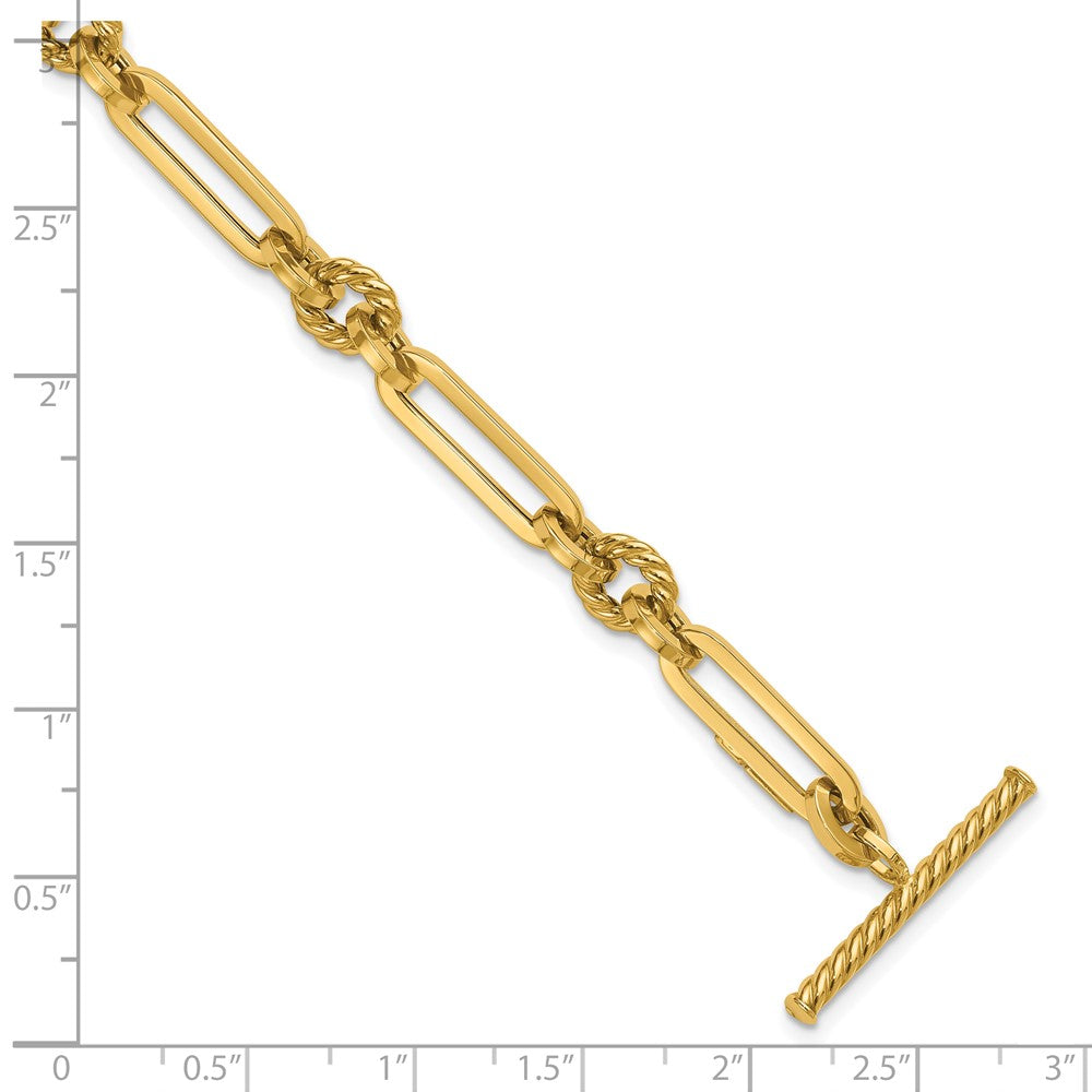 14K Yellow Gold Polished Fancy Link Toggle Bracelet