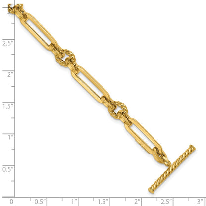 14K Yellow Gold Polished Fancy Link Toggle Bracelet