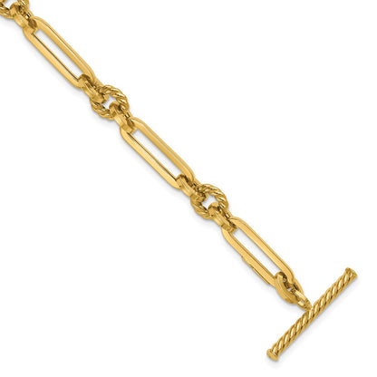 14K Yellow Gold Polished Fancy Link Toggle Bracelet
