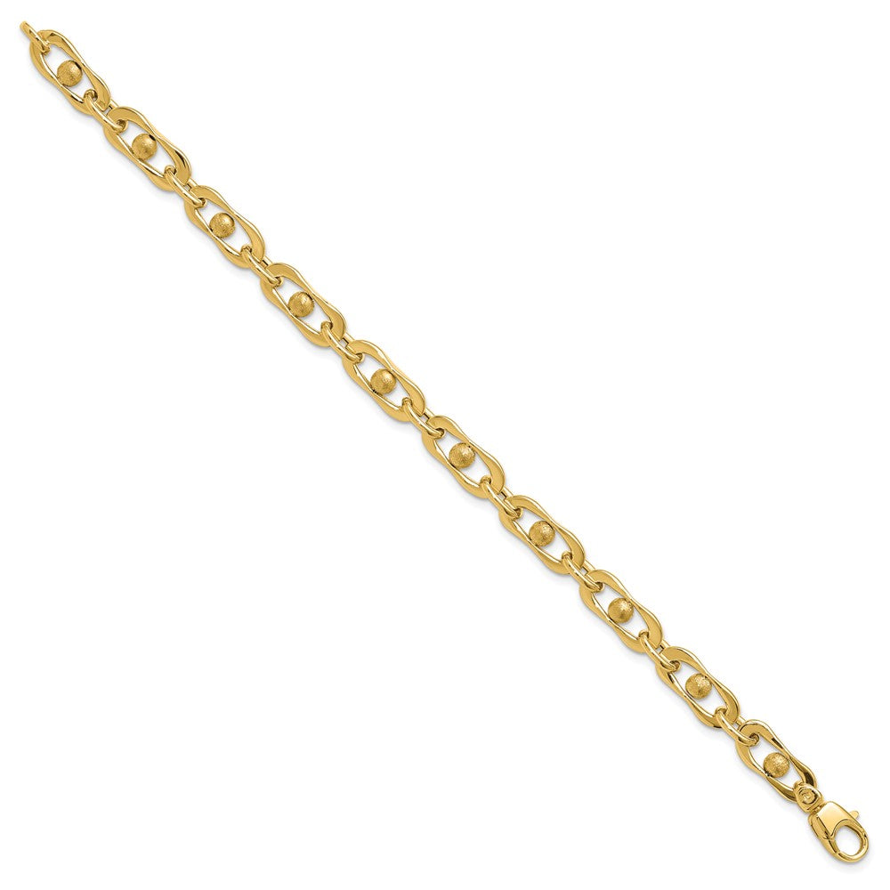 14K Yellow Gold Polished And Satin Fancy Link Bracelet
