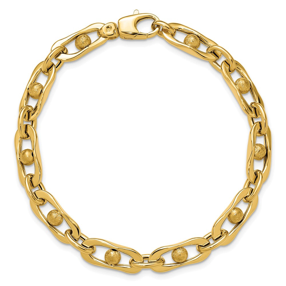 14K Yellow Gold Polished And Satin Fancy Link Bracelet