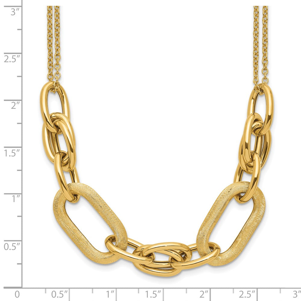 14K Yellow Gold Polished And Satin 2 Strand Fancy Link With 1In Ext. Necklace