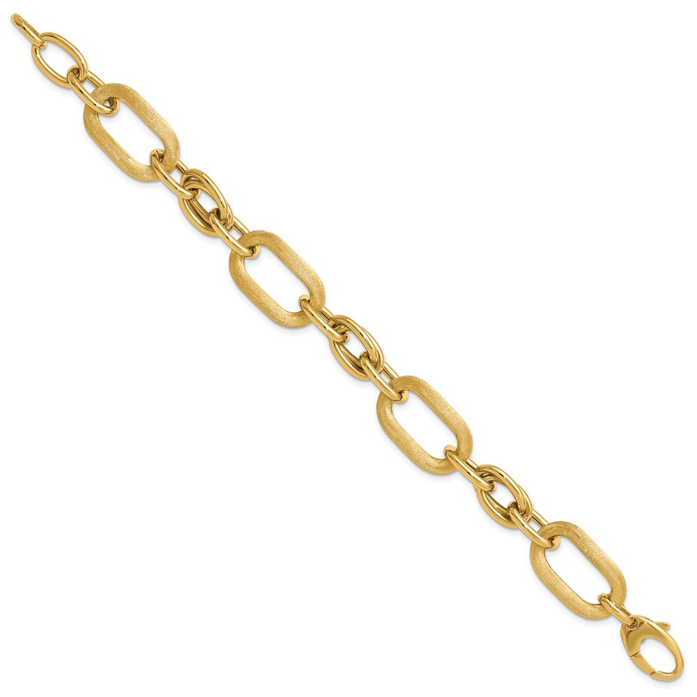 14K Yellow Gold Polished And Satin Fancy Link Bracelet