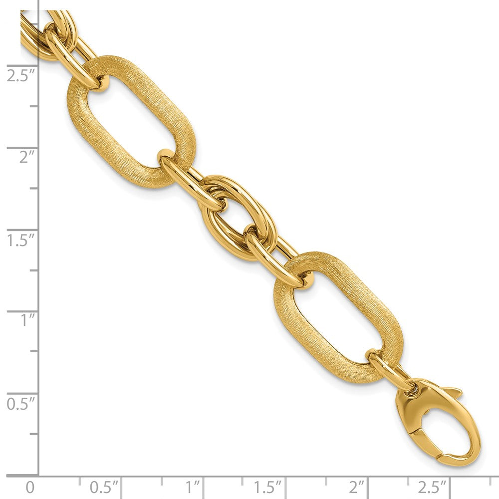 14K Yellow Gold Polished And Satin Fancy Link Bracelet