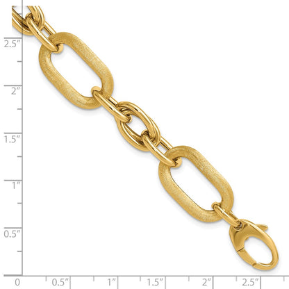 14K Yellow Gold Polished And Satin Fancy Link Bracelet