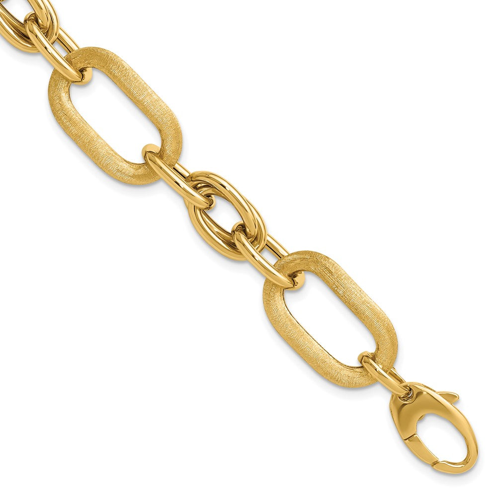 14K Yellow Gold Polished And Satin Fancy Link Bracelet