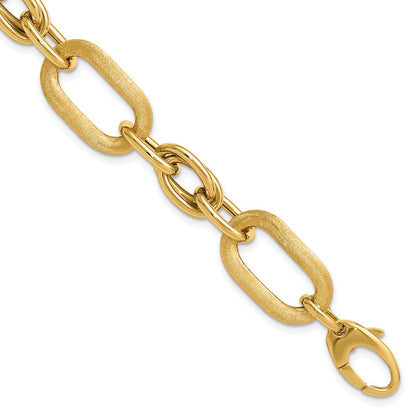 14K Yellow Gold Polished And Satin Fancy Link Bracelet