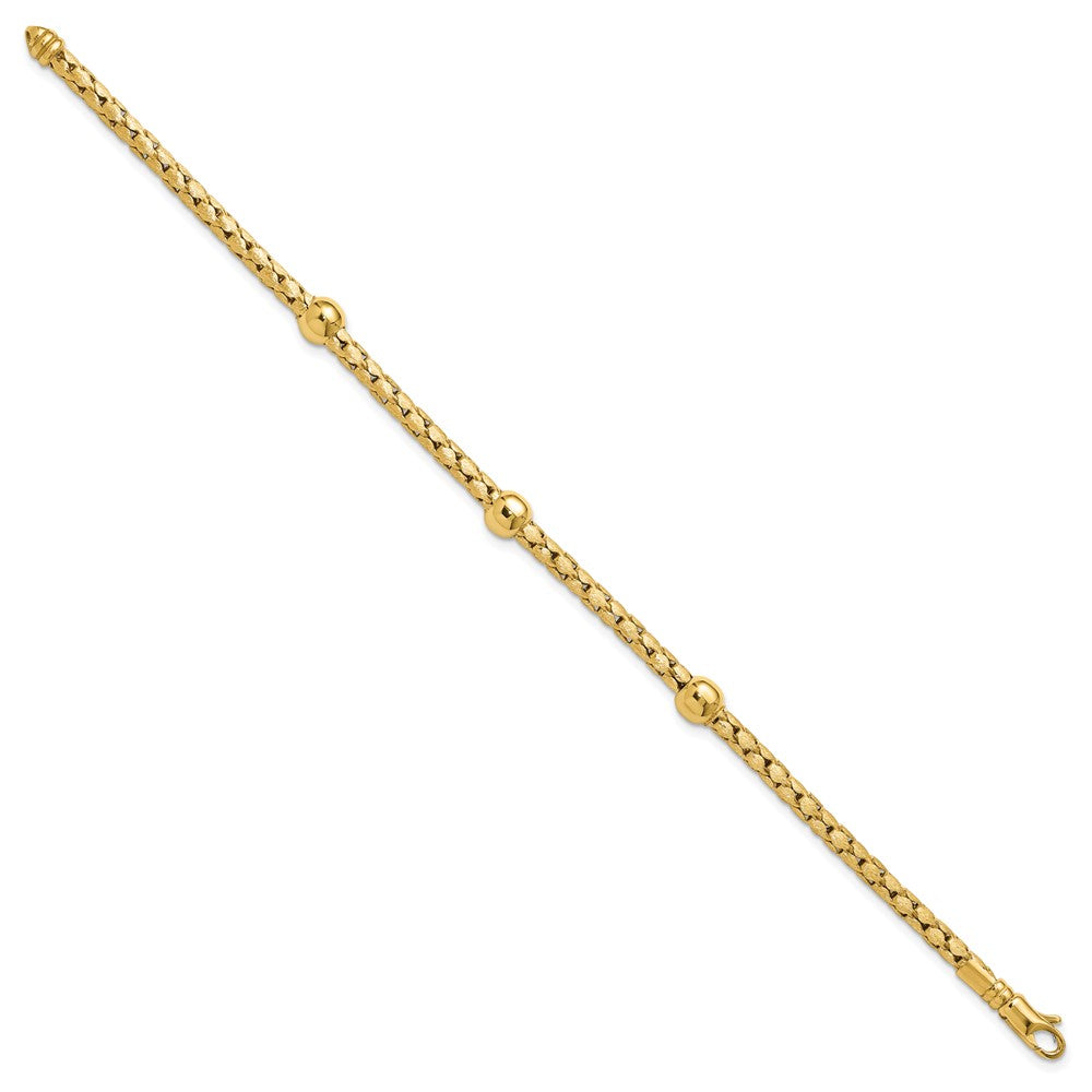 14K Yellow Gold Polished And Satin Braided Bracelet