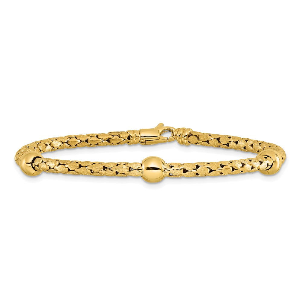 14K Yellow Gold Polished And Satin Braided Bracelet