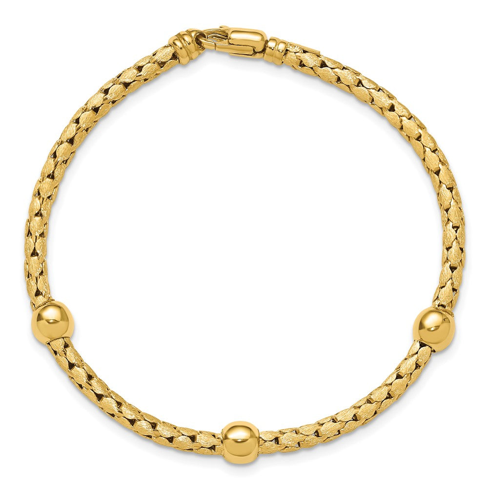 14K Yellow Gold Polished And Satin Braided Bracelet