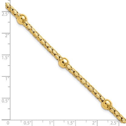 14K Yellow Gold Polished And Satin Braided Bracelet