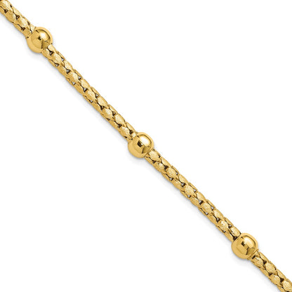 14K Yellow Gold Polished And Satin Braided Bracelet
