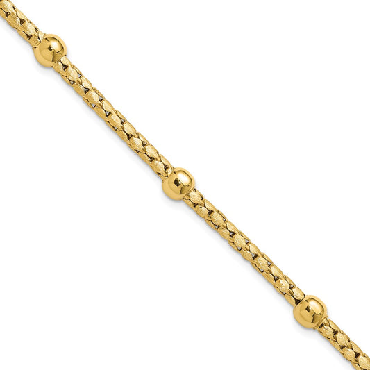 14K Yellow Gold Polished And Satin Braided Bracelet