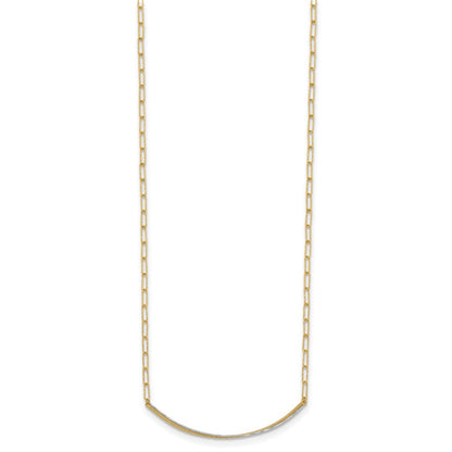 14K Yellow & Rhodium Polished And Diamond Cut Bar Necklace