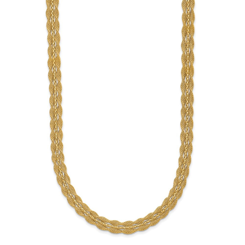 14K Yellow Gold Polished/Textured And Diamond Cut Necklace